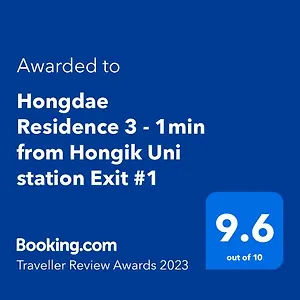  Apartment Hongdae 3 - 1min From Hongik Uni Station Exit #1