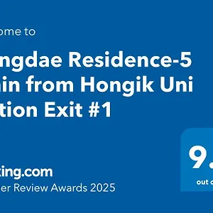  Apartment Hongdae Residence-5 1min From Hongik Uni Station Exit #1